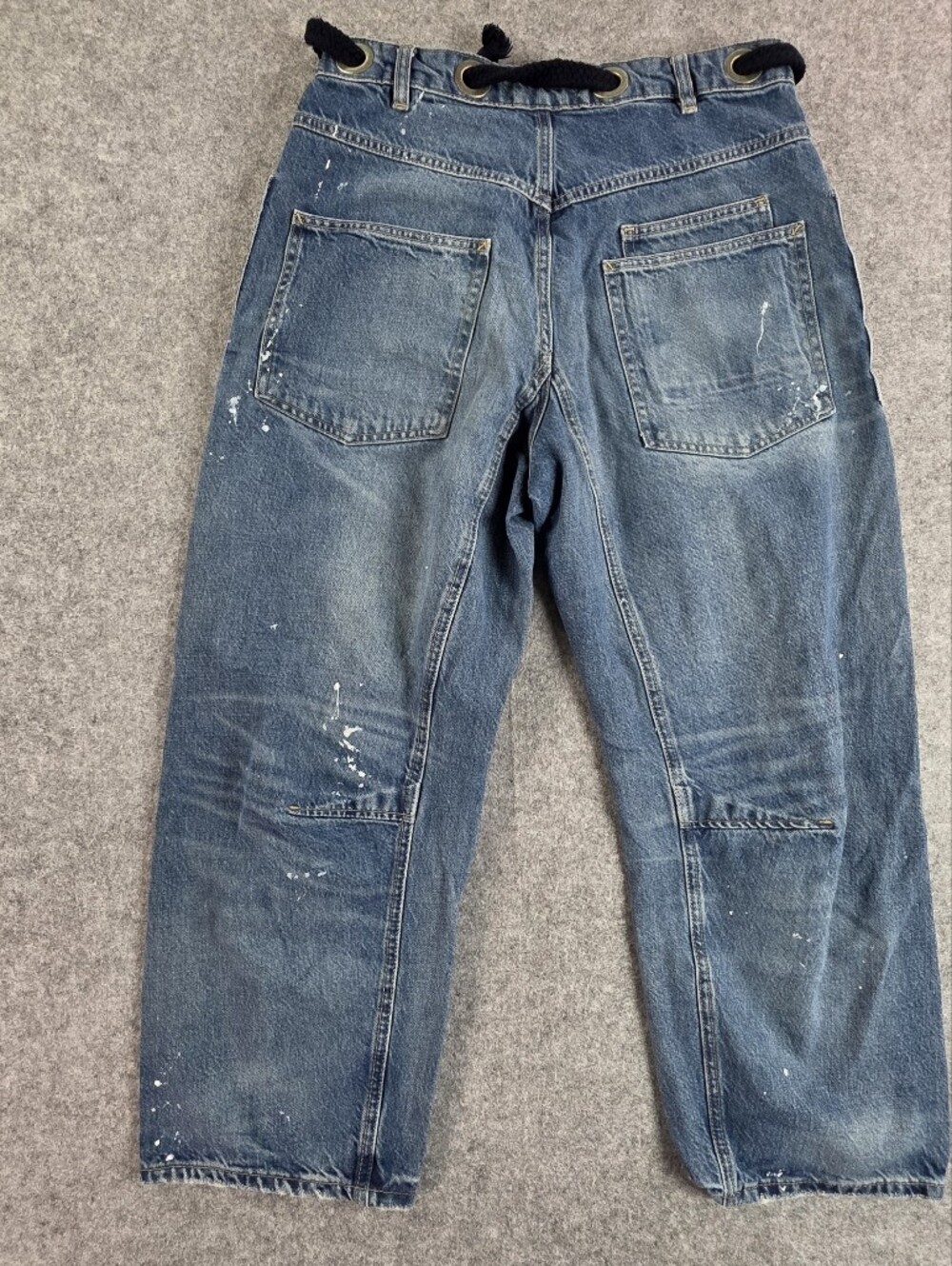 Free People We The Free Moxie Low Slung Pull-On Barrel Jeans Paint Splatter 28 - Picture 7 of 8
